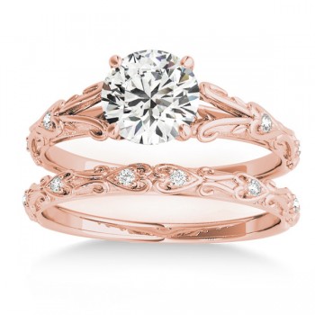 Diamond Antique Style Bridal Set 14k Rose Gold (0.07ct)