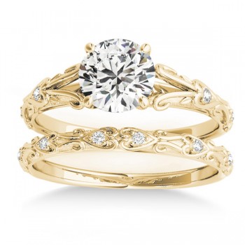 Diamond Antique Style Bridal Set 14k Yellow Gold (0.07ct)