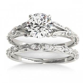 Diamond Antique Style Bridal Set 18k White Gold (0.07ct)