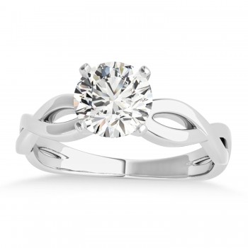 Diamond Twisted Shank Engagement Ring in 18k White Gold