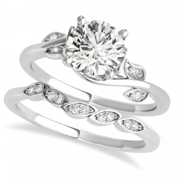 Bypass Floral Diamond Bridal Set Setting Platinum (1.05ct)