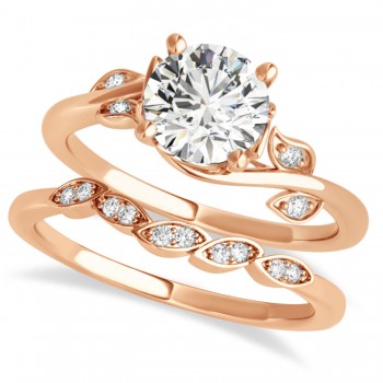 Bypass Floral Diamond Bridal Set Setting 14k Rose Gold (0.55ct)