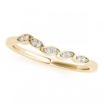 Floral Diamond Wedding Ring Band 14k Yellow Gold (0.05ct)