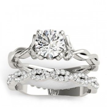 Infinity Leaf Bridal Ring Set 14k White Gold (0.32ct)