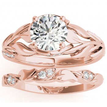 Nature-Inspired Diamond Leaf Bridal Set Setting 14k Rose Gold (0.19ct)