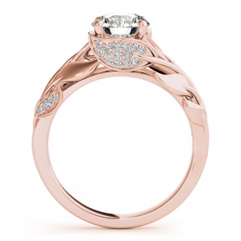 Nature-Inspired Diamond Leaf Bridal Set Setting 14k Rose Gold (0.19ct)