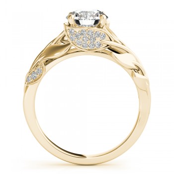 Nature-Inspired Diamond Leaf Bridal Set Setting 14k Yellow Gold (0.19ct)