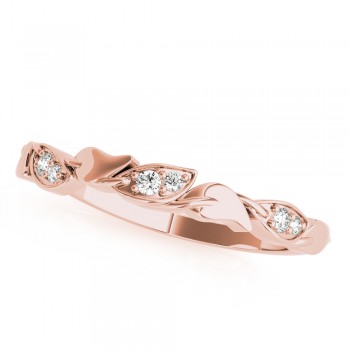 Nature-Inspired Diamond Leaf Wedding Band  14k Rose Gold (0.03ct)