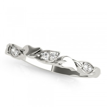 Nature-Inspired Diamond Leaf Wedding Band 14k White Gold (0.03ct)