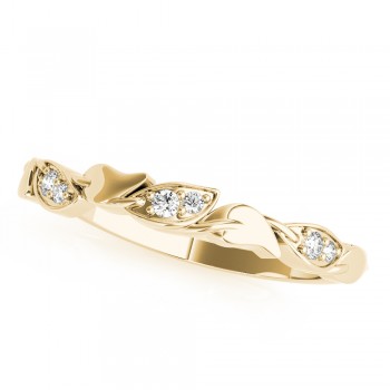 Nature-Inspired Diamond Leaf Wedding Band  14k Yellow Gold (0.03ct)