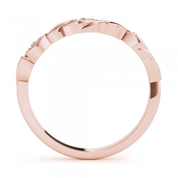 Nature-Inspired Diamond Leaf Wedding Band 18k Rose Gold (0.03ct)