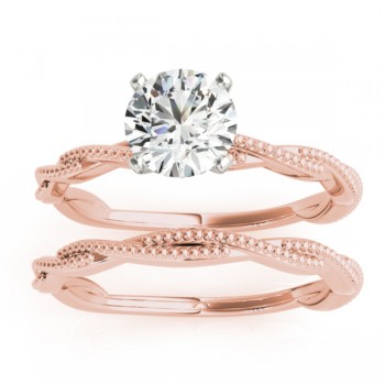 Solitaire Twist Engagement Ring & Wedding Band 14k Rose Gold