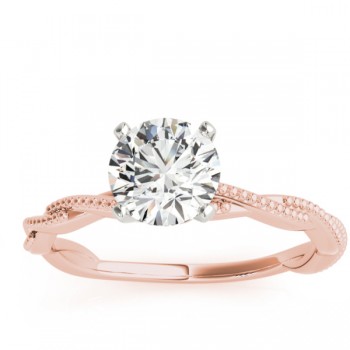 Solitaire Twist Engagement Ring & Wedding Band 14k Rose Gold