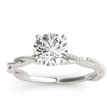 Solitaire Twist Engagement Ring & Wedding Band 14k White Gold