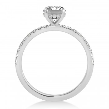 Emerald Diamond Single Row Hidden Halo Engagement Ring 18k White Gold (1.31ct)