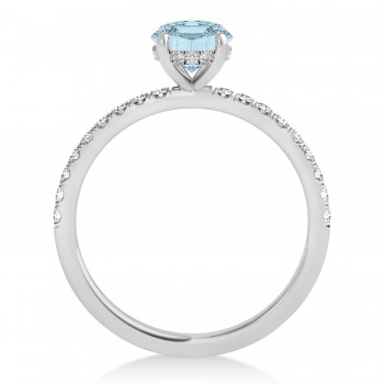 Emerald Aquamarine & Diamond Single Row Hidden Halo Engagement Ring Platinum (1.31ct)