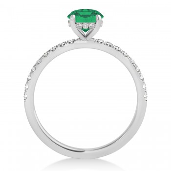 Emerald Emerald & Diamond Single Row Hidden Halo Engagement Ring 18k White Gold (1.31ct)