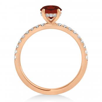 Emerald Garnet & Diamond Single Row Hidden Halo Engagement Ring 18k Rose Gold (1.31ct)