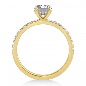 Emerald Lab Grown Diamond Single Row Hidden Halo Engagement Ring 18k Yellow Gold (1.31ct)