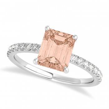 Emerald Morganite & Diamond Single Row Hidden Halo Engagement Ring Platinum (1.31ct)