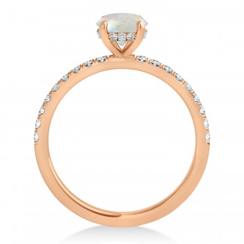 Emerald Opal & Diamond Single Row Hidden Halo Engagement Ring 14k Rose Gold (1.31ct)