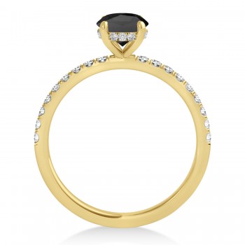 Emerald Onyx & Diamond Single Row Hidden Halo Engagement Ring 14k Yellow Gold (1.31ct)