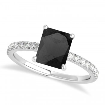 Emerald Onyx & Diamond Single Row Hidden Halo Engagement Ring Platinum (1.31ct)