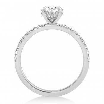 Oval Diamond Single Row Hidden Halo Engagement Ring 18k White Gold (1.00ct)