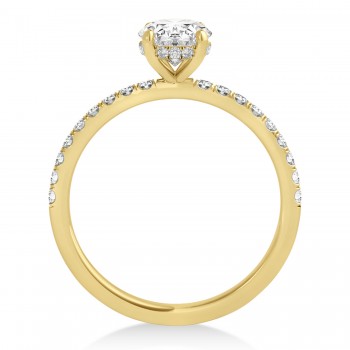 Oval Diamond Single Row Hidden Halo Engagement Ring 18k Yellow Gold (1.50ct)