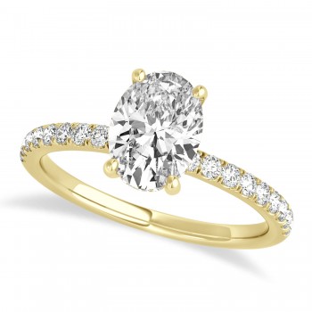 Oval Diamond Single Row Hidden Halo Engagement Ring 14k Yellow Gold (2.50ct)