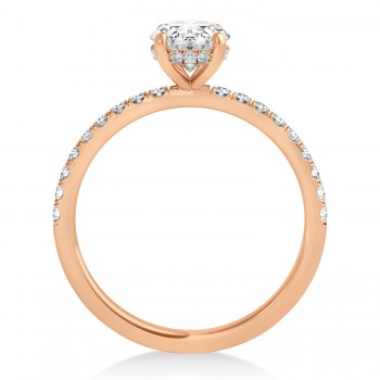 Oval Lab Grown Diamond Single Row Hidden Halo Engagement Ring 18k Rose Gold (2.50ct)