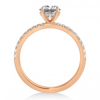 Princess Diamond Single Row Hidden Halo Engagement Ring 14k Rose Gold (0.81ct)