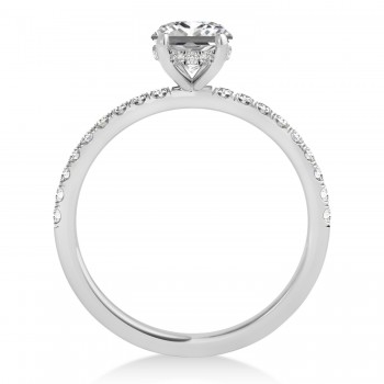 Princess Lab Grown Diamond Single Row Hidden Halo Engagement Ring 14k White Gold (0.81ct)
