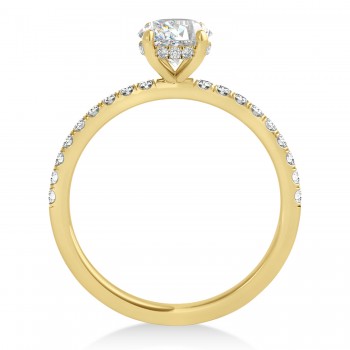 Princess Moissanite & Diamond Single Row Hidden Halo Engagement Ring 14k Yellow Gold (0.81ct)