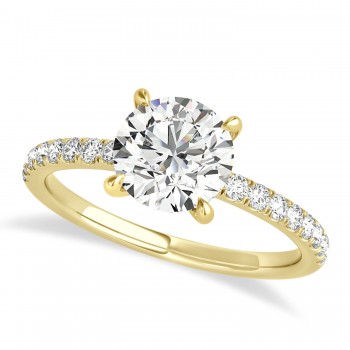 Round Diamond Single Row Hidden Halo Engagement Ring 14k Yellow Gold (1.25ct)