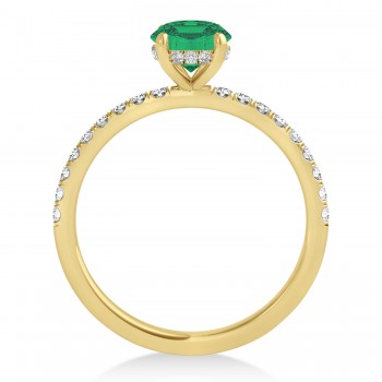 Round Emerald & Diamond Single Row Hidden Halo Engagement Ring 14k Yellow Gold (1.25ct)