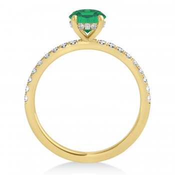 Round Emerald & Diamond Single Row Hidden Halo Engagement Ring 18k Yellow Gold (1.25ct)