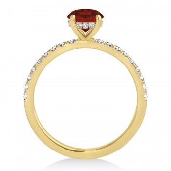 Round Garnet & Diamond Single Row Hidden Halo Engagement Ring 14k Yellow Gold (1.25ct)