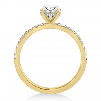 Round Lab Grown Diamond Single Row Hidden Halo Engagement Ring 14k Yellow Gold (1.25ct)