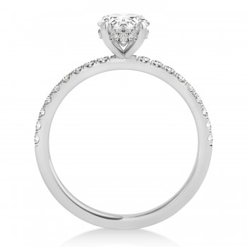 Round Lab Grown Diamond Single Row Hidden Halo Engagement Ring Platinum (1.25ct)