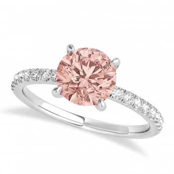 Round Morganite & Diamond Single Row Hidden Halo Engagement Ring Platinum (1.25ct)