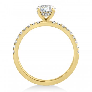 Round Moissanite & Diamond Single Row Hidden Halo Engagement Ring 14k Yellow Gold (1.25ct)