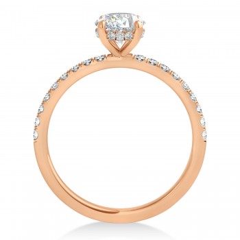 Round Moissanite & Diamond Single Row Hidden Halo Engagement Ring 18k Rose Gold (1.25ct)