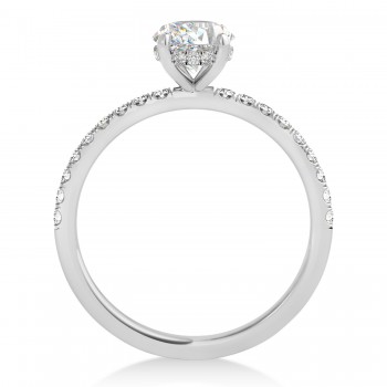 Round Moissanite & Diamond Single Row Hidden Halo Engagement Ring 18k White Gold (1.25ct)