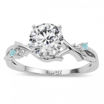 Aquamarine Vine Leaf Solitaire Engagement Ring in Palladium (0.02ct)