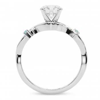 Aquamarine Vine Leaf Solitaire Engagement Ring in Palladium (0.02ct)