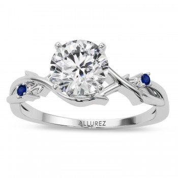 Blue Sapphire Vine Leaf Solitaire Engagement Ring in Palladium (0.02ct)