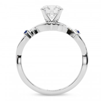Blue Sapphire Vine Leaf Solitaire Engagement Ring in Palladium (0.02ct)
