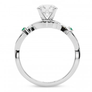 Emerald Vine Leaf Solitaire Engagement Ring in Palladium (0.02ct)