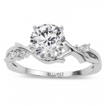 Lab Grown Diamond Vine Leaf Solitaire Engagement Ring  in Platinum (0.02ct)